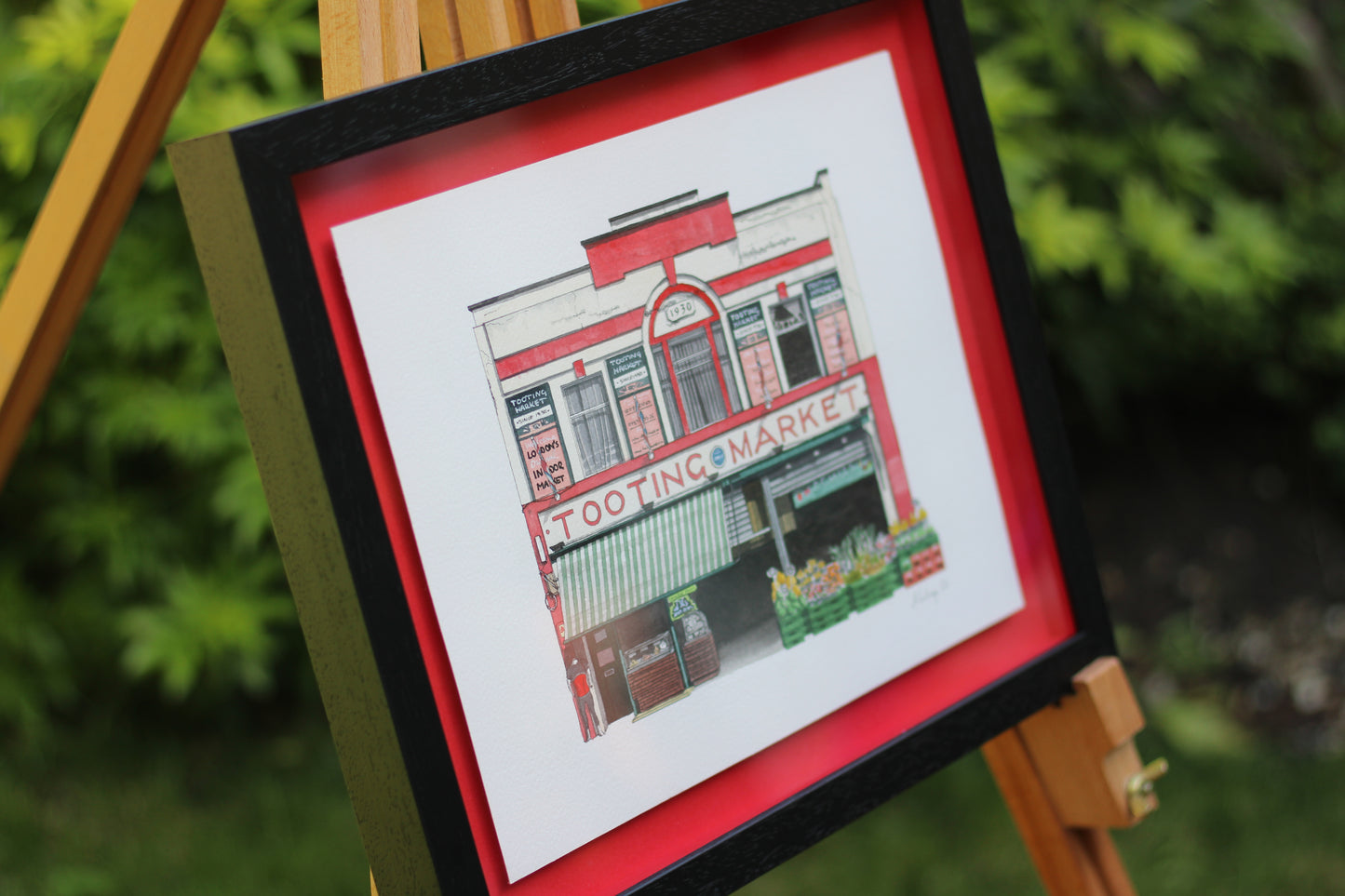 Tooting Market - Original watercolour painting (framed)