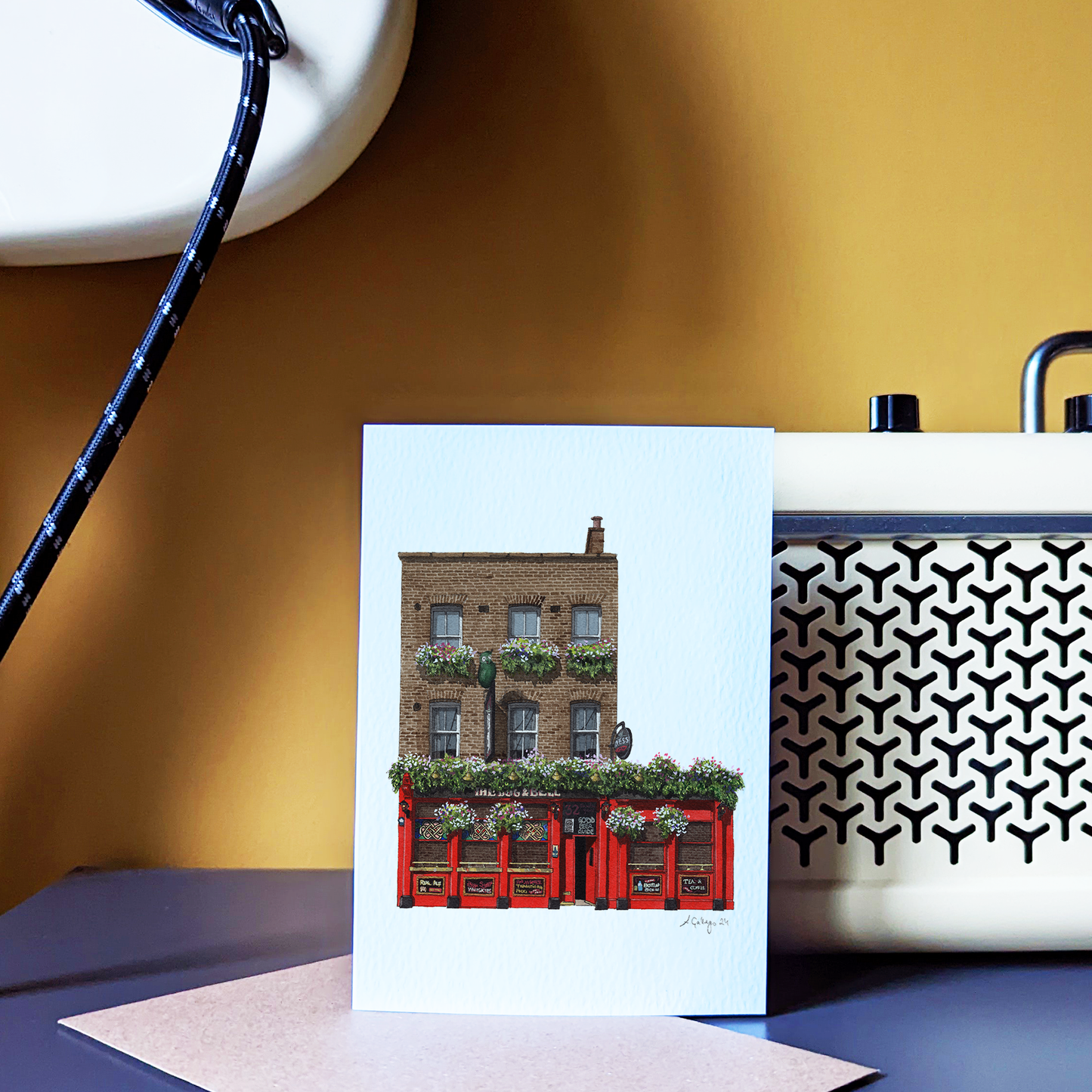 Deptford - The Dog and Bell - Greeting card with envelope