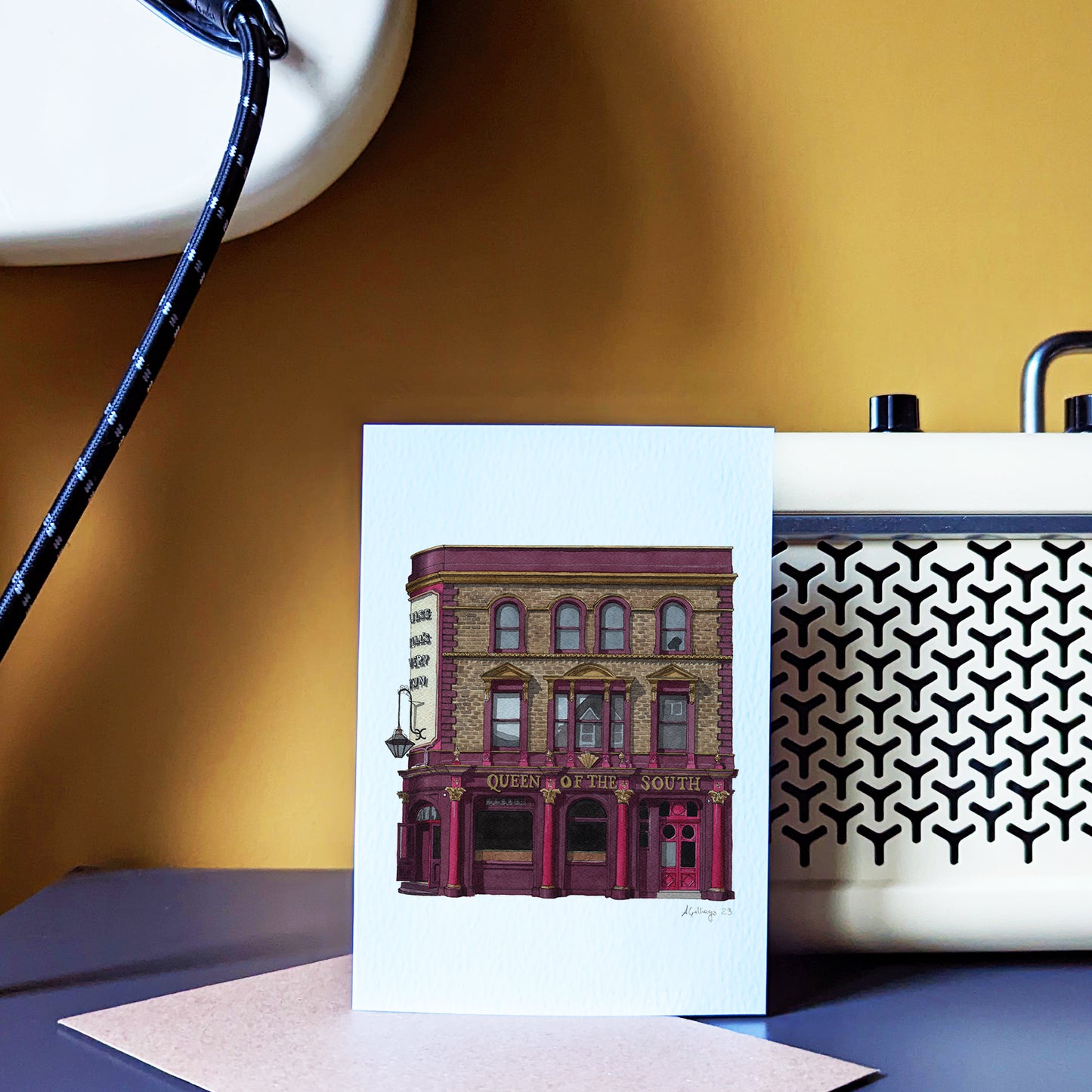 Tulse Hill - Queen of the South pub - Greeting card with envelope