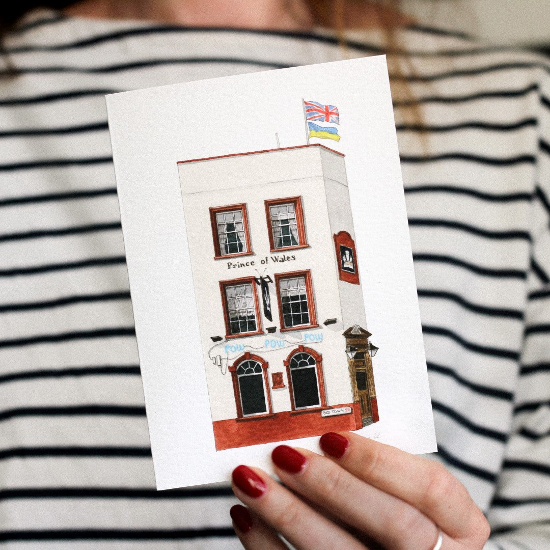 Clapham - Prince of Wales pub POW - Greeting card with envelope