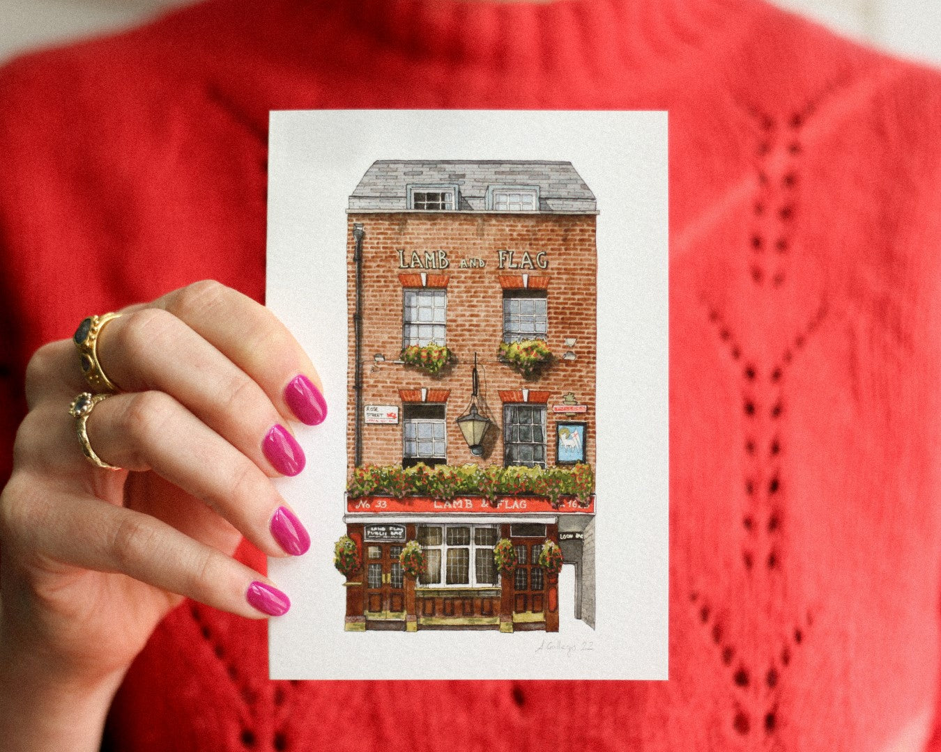 Covent Garden - Lamb & Flag pub - Greeting card with envelope