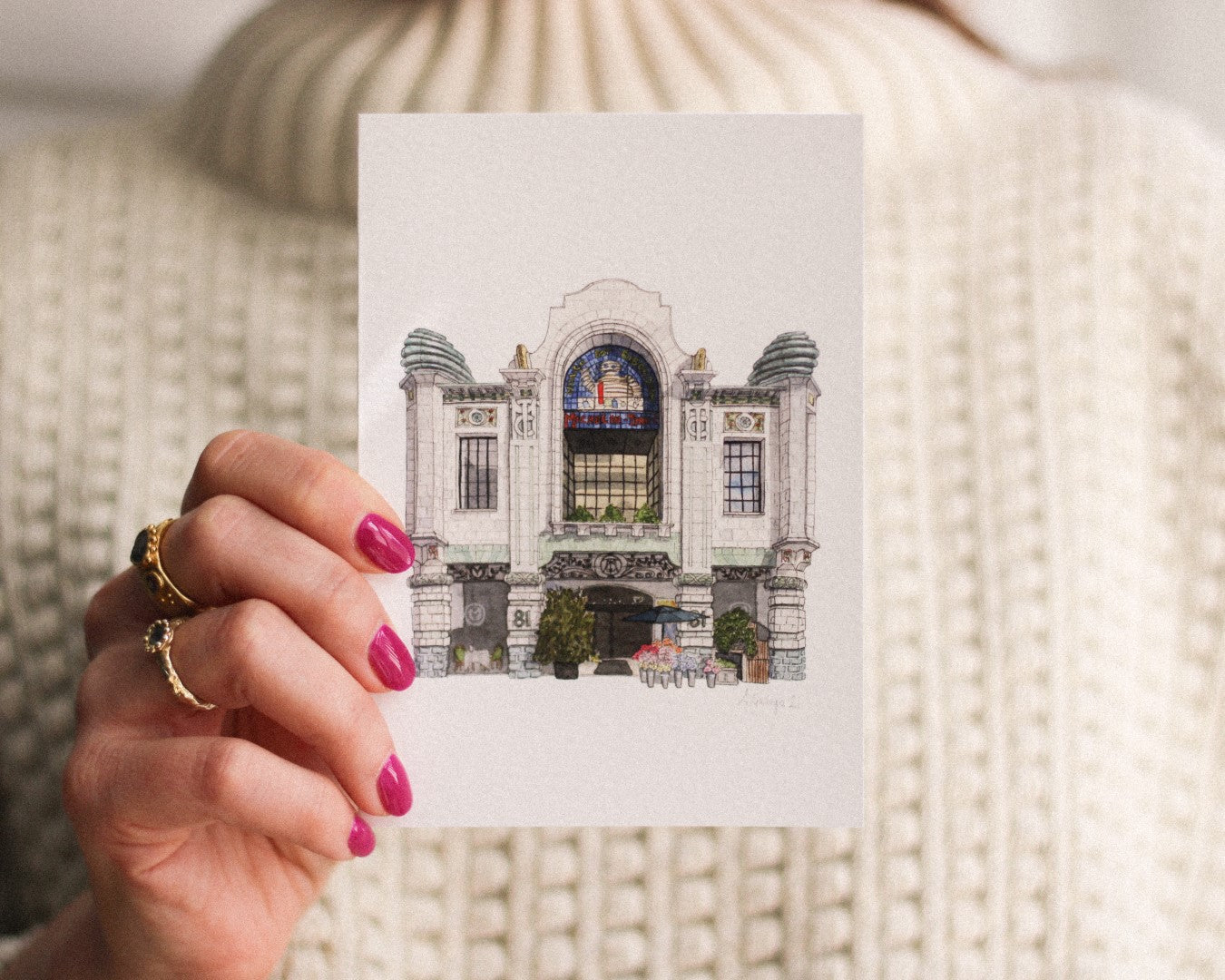 South Kensington - Michelin House - Bibendum building - Greeting card with envelope