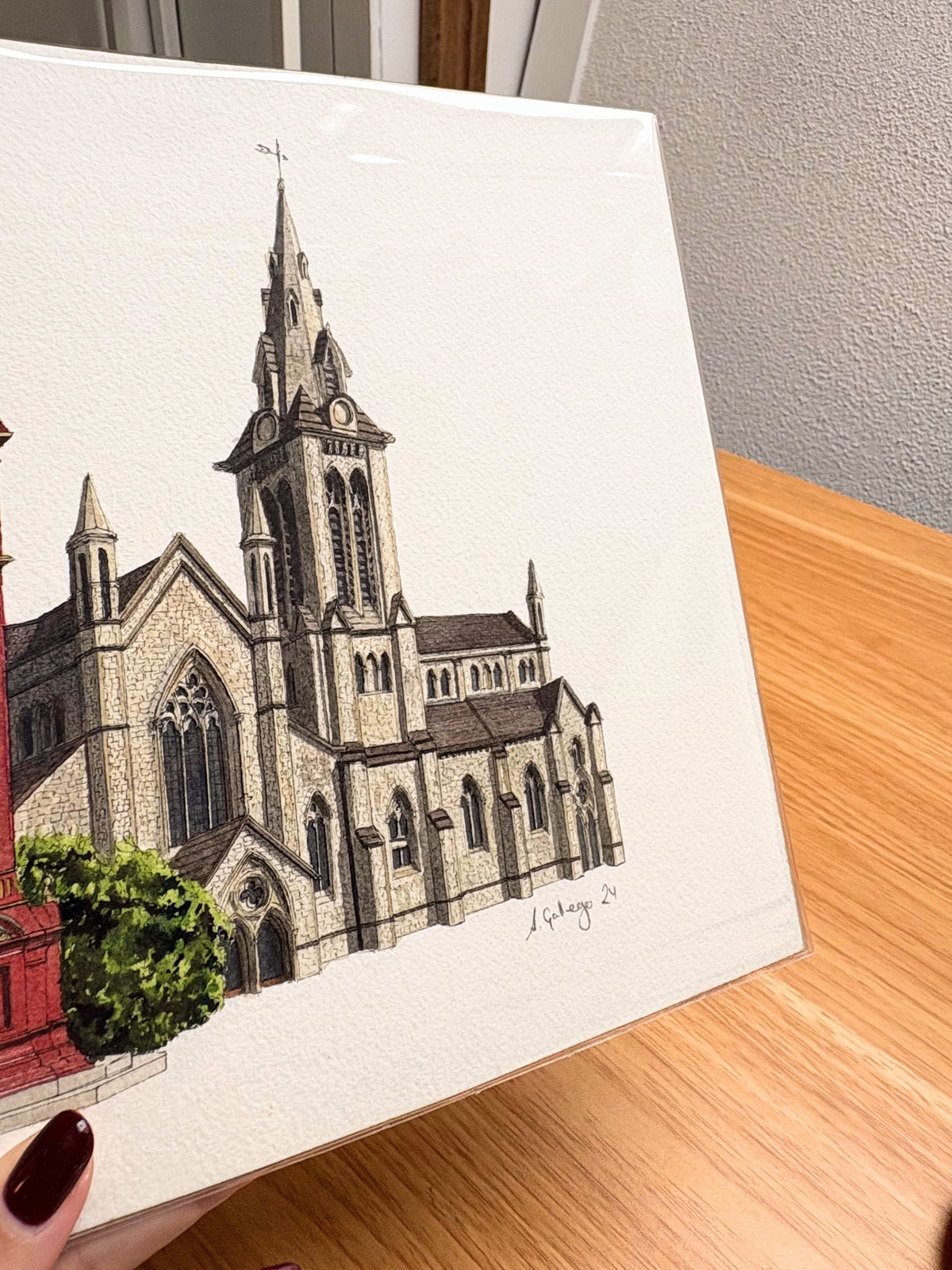 Highbury Barn Christ Church and Clocktower - Original watercolour painting (unframed)