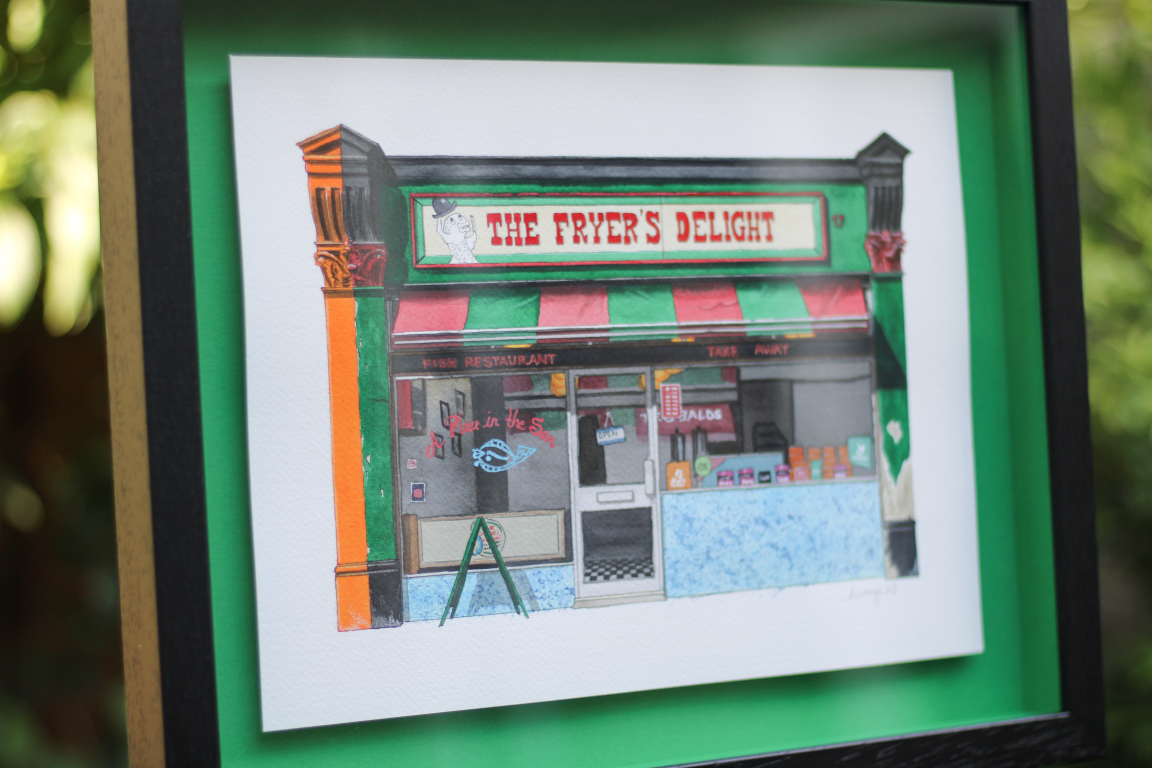 Holborn - The Fryer's Delight - Original watercolour painting (framed)