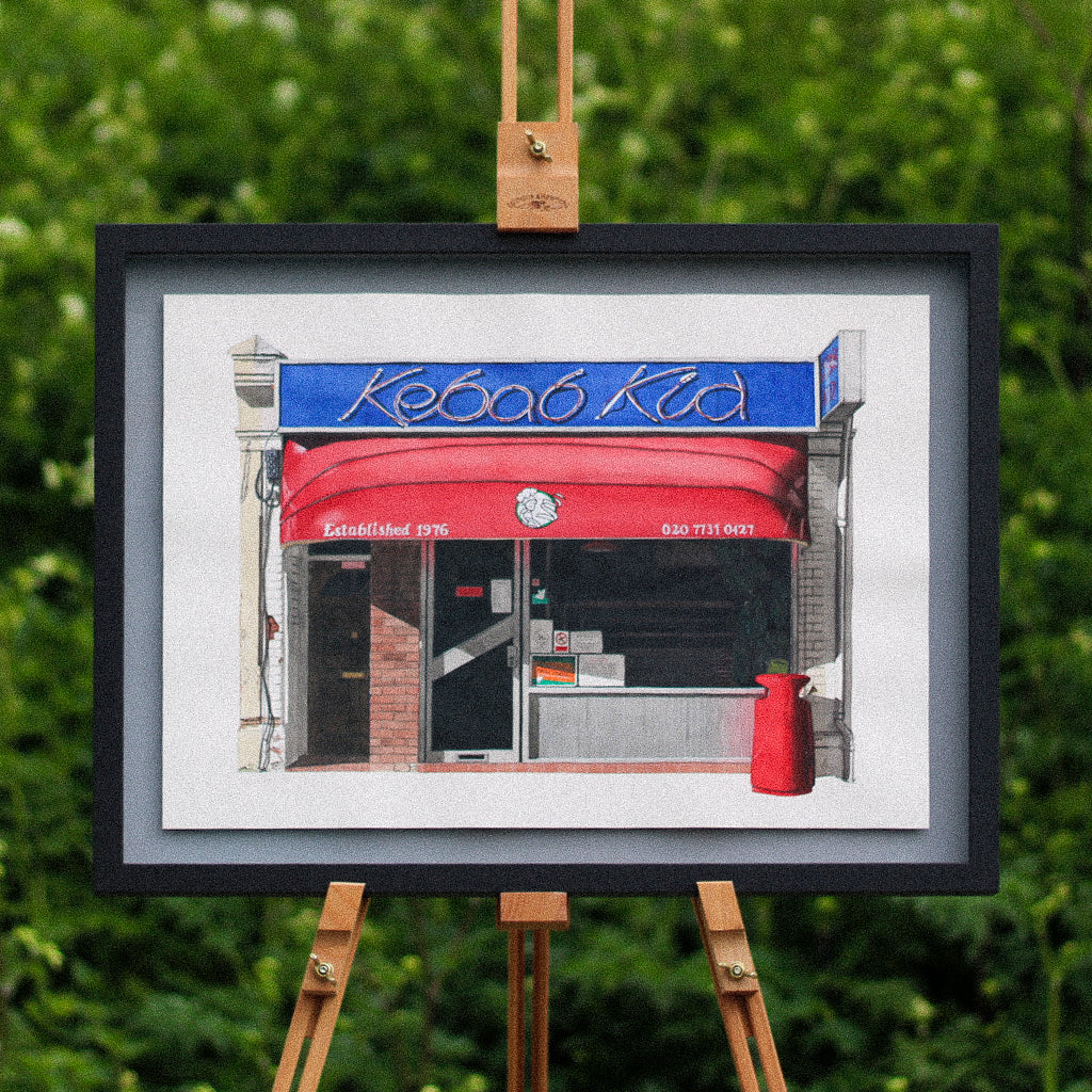 Fulham - Kebab Kid - Original watercolour painting (framed)