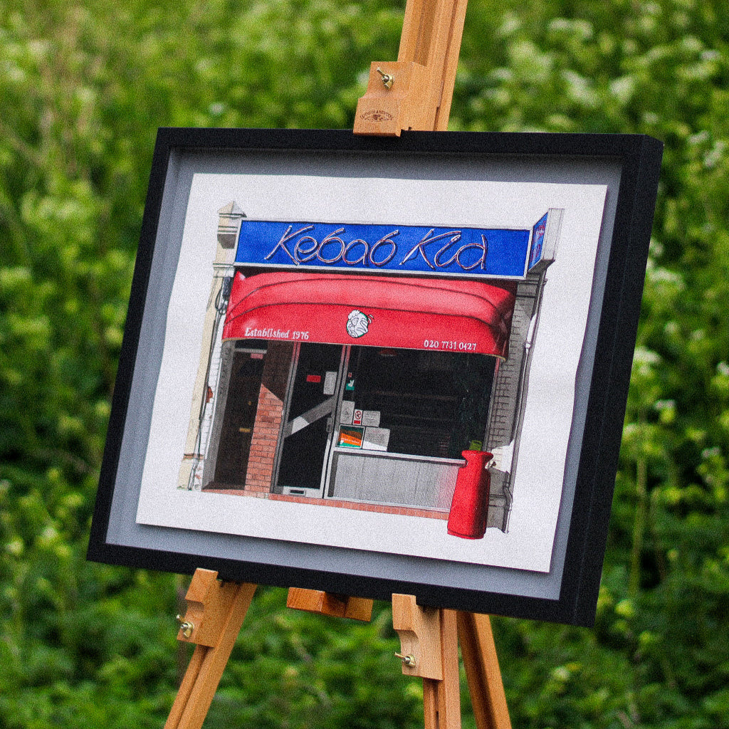 Fulham - Kebab Kid - Original watercolour painting (framed)