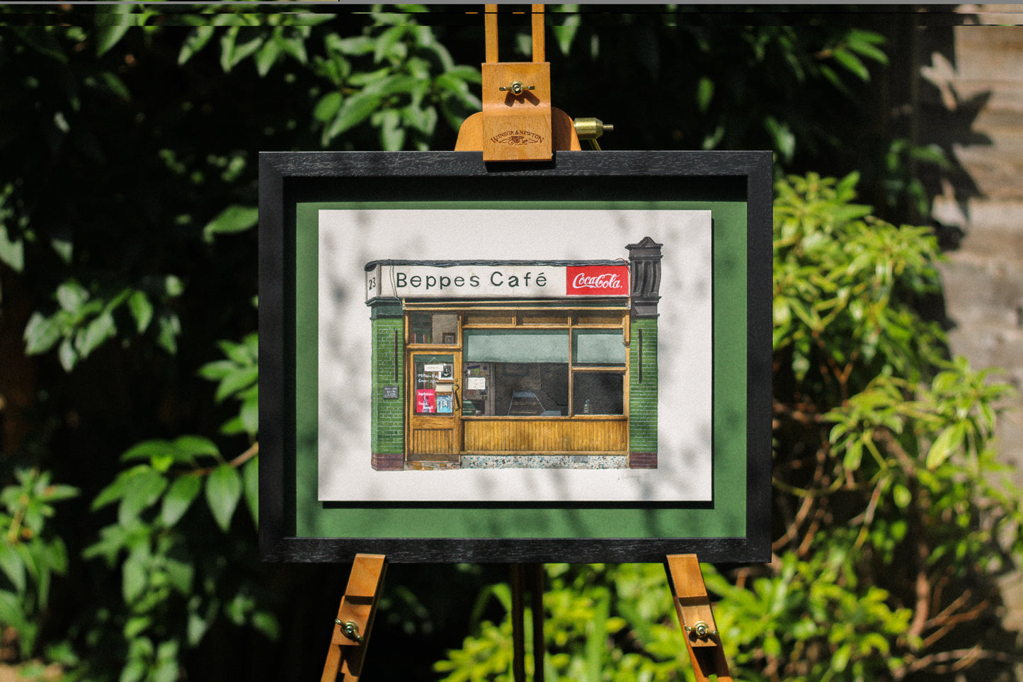 Clerkenwell - Beppes Cafe - Original watercolour painting (framed)