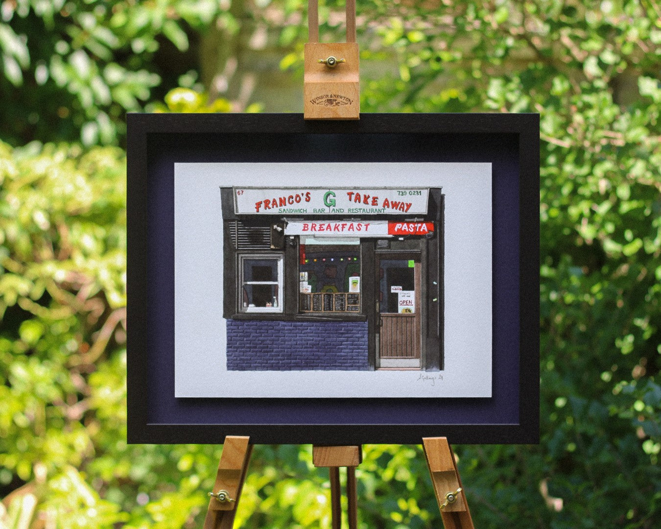 Shoreditch - Franco's Takeaway - Original watercolour painting (framed)
