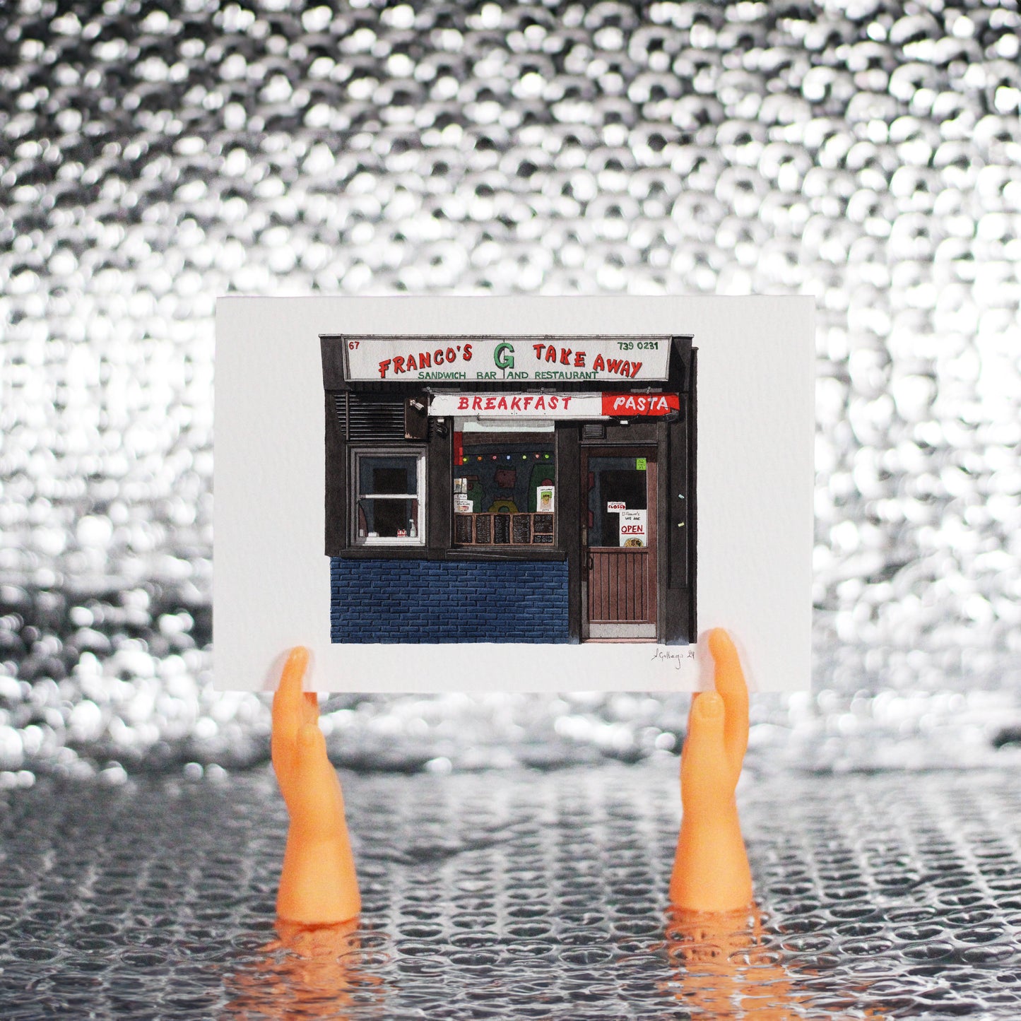 Shoreditch - Franco's Take Away - Greeting card with envelope