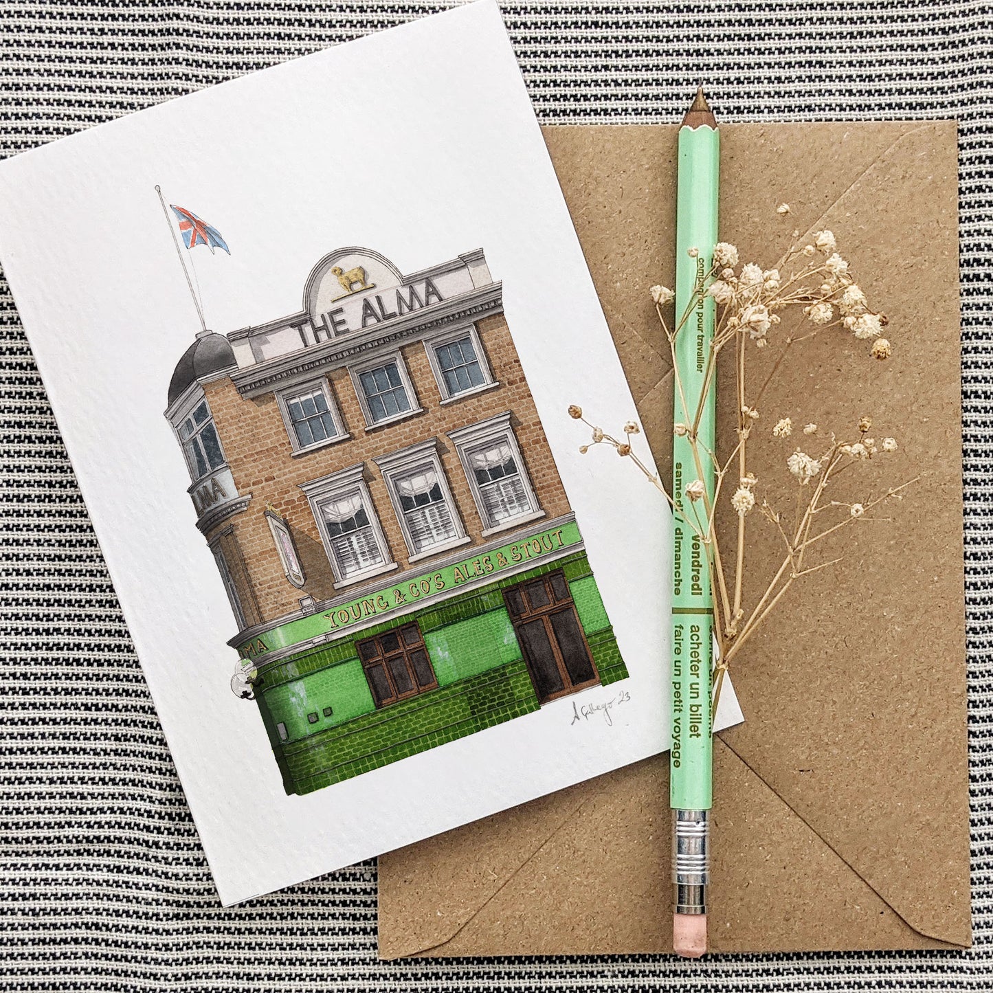 Wandsworth Town - The Alma - Greeting card with envelope