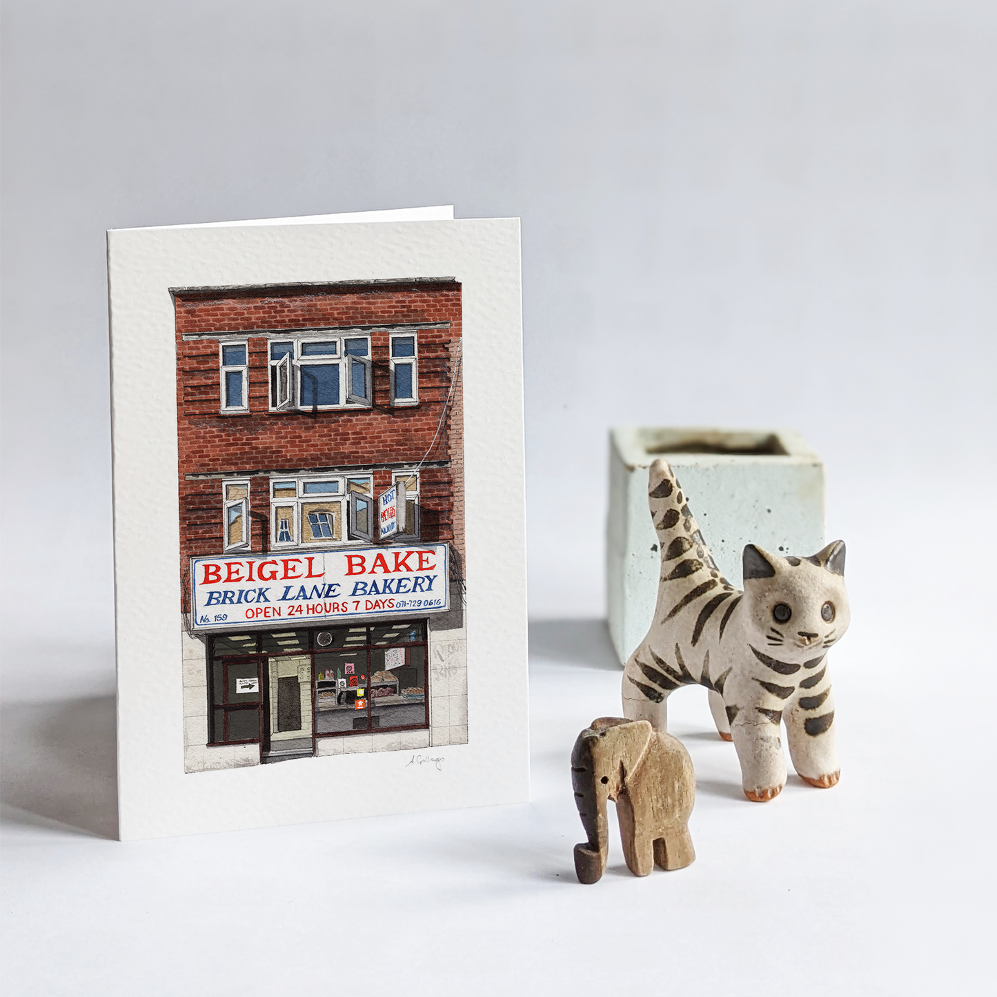 Brick Lane - Beigel Bake - Greeting card with envelope