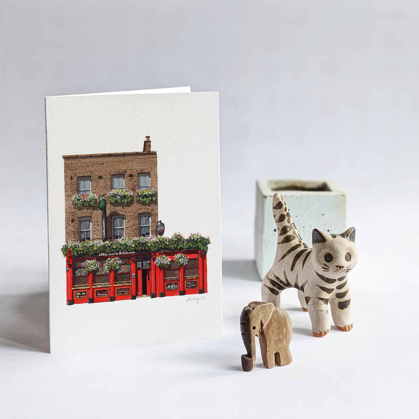 Deptford - The Dog and Bell - Greeting card with envelope