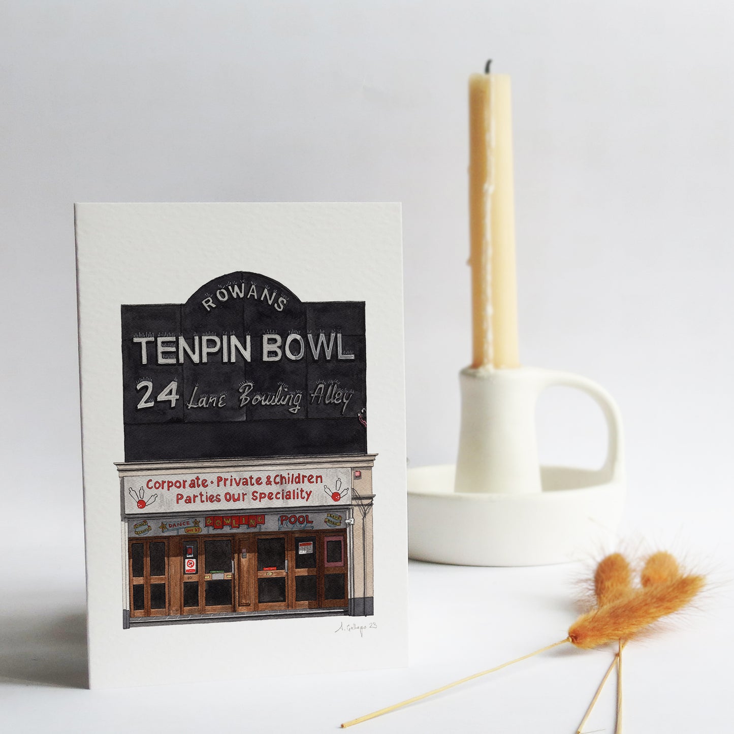 Finsbury Park - Rowans Tenpin Bowl - Greeting card with envelope - Islington