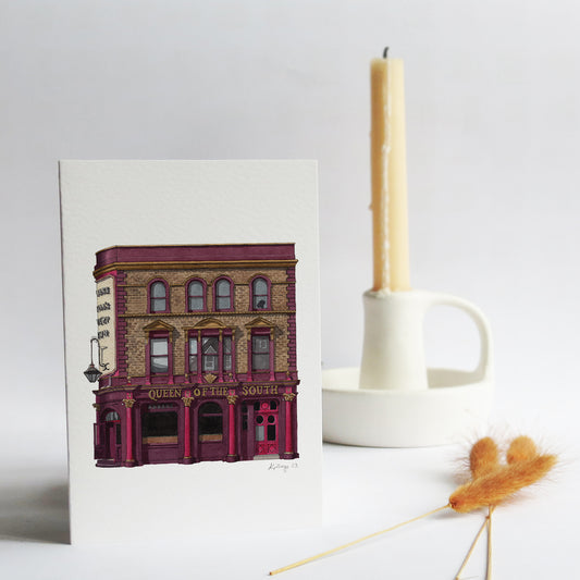 Tulse Hill - Queen of the South pub - Greeting card with envelope
