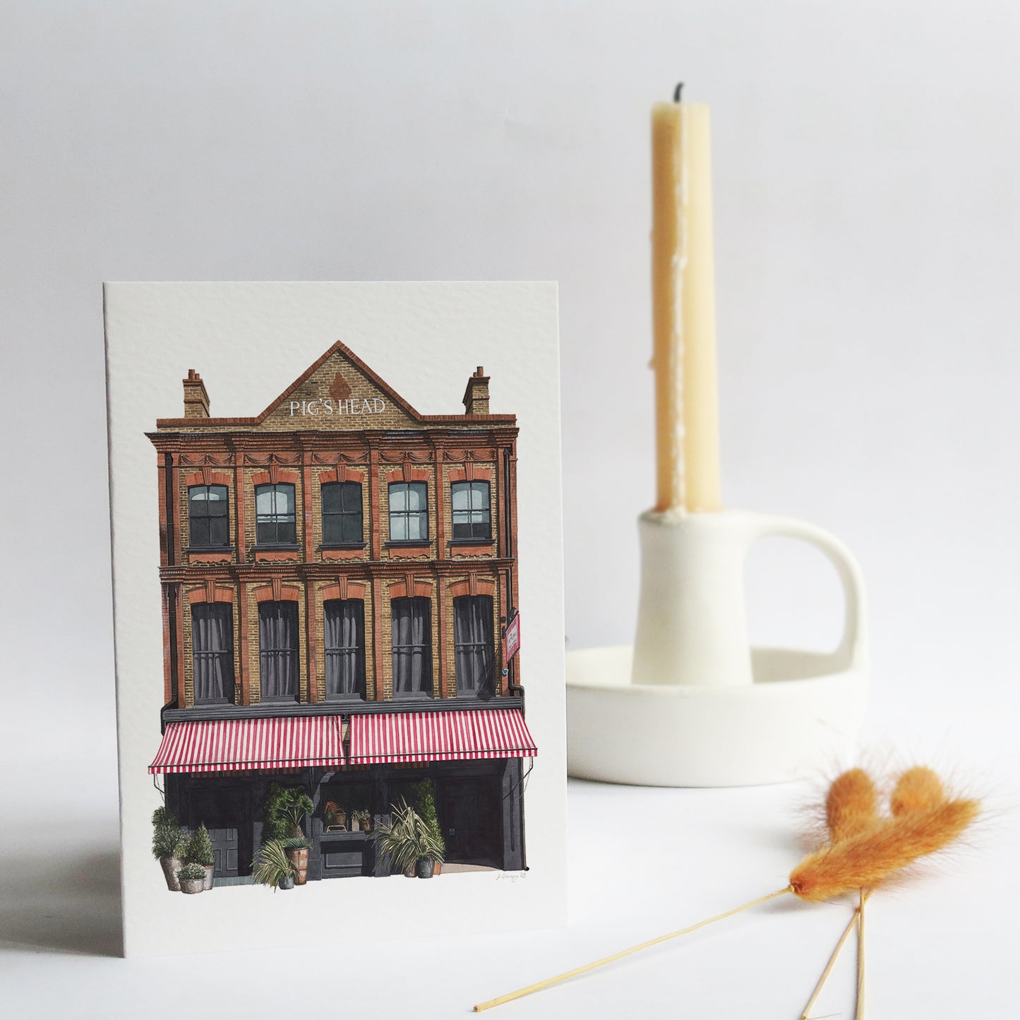 Clapham - The Pig's Head SW4 - Greeting card with envelope
