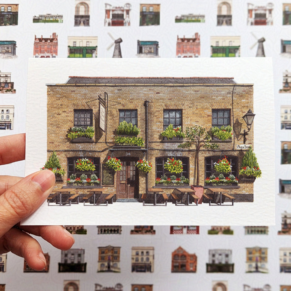 The Two Brewers Windsor - Greeting card with envelope - London Art - Watercolour illustration
