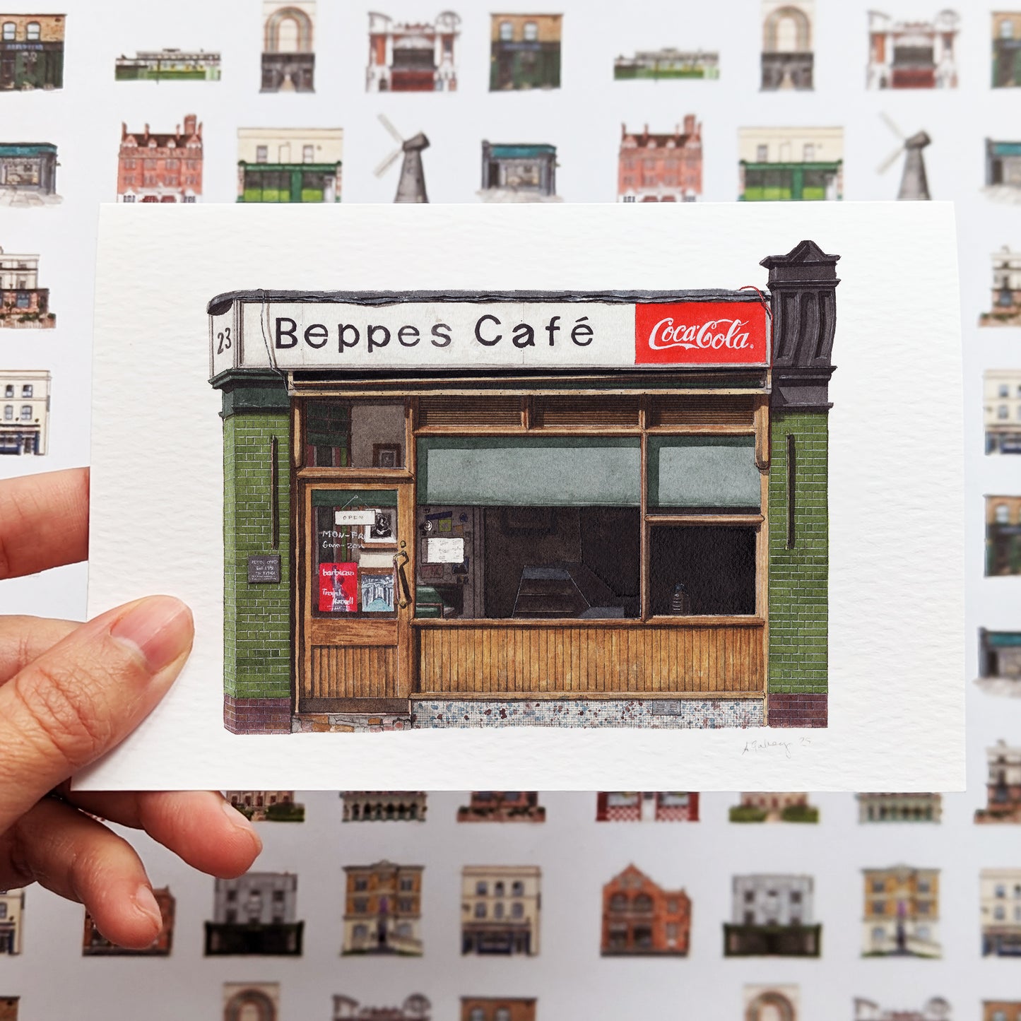 Farringdon - Beppe's Cafe - Greeting card with envelope