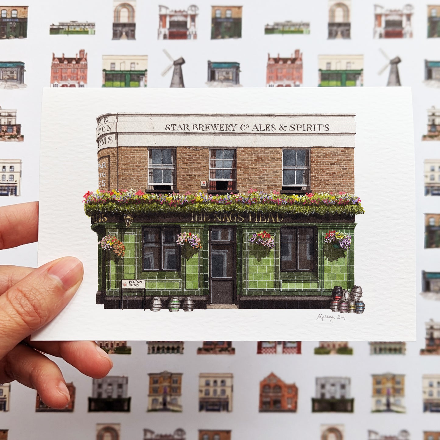 Greenwich - The Pelton Arms - Greeting card with envelope