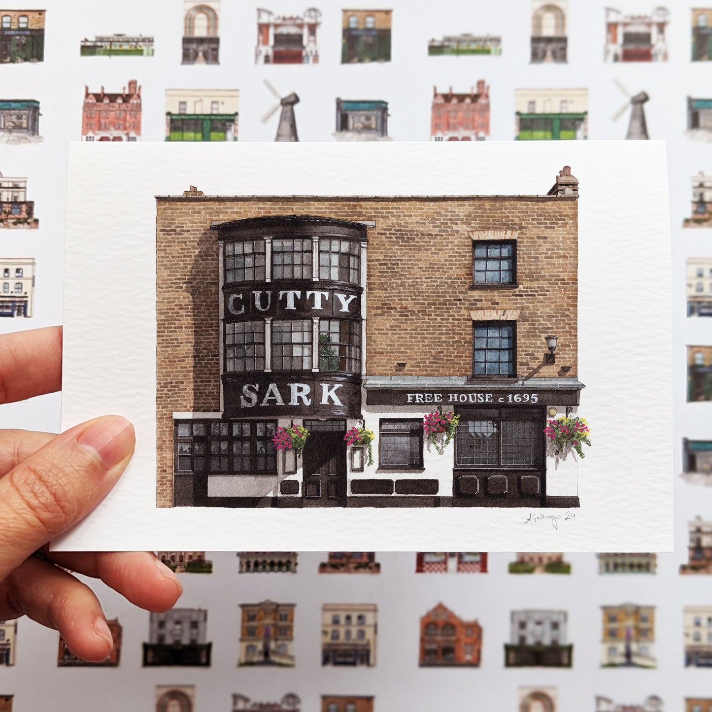 Greenwich - Cutty Sark Pub - Greeting card with envelope