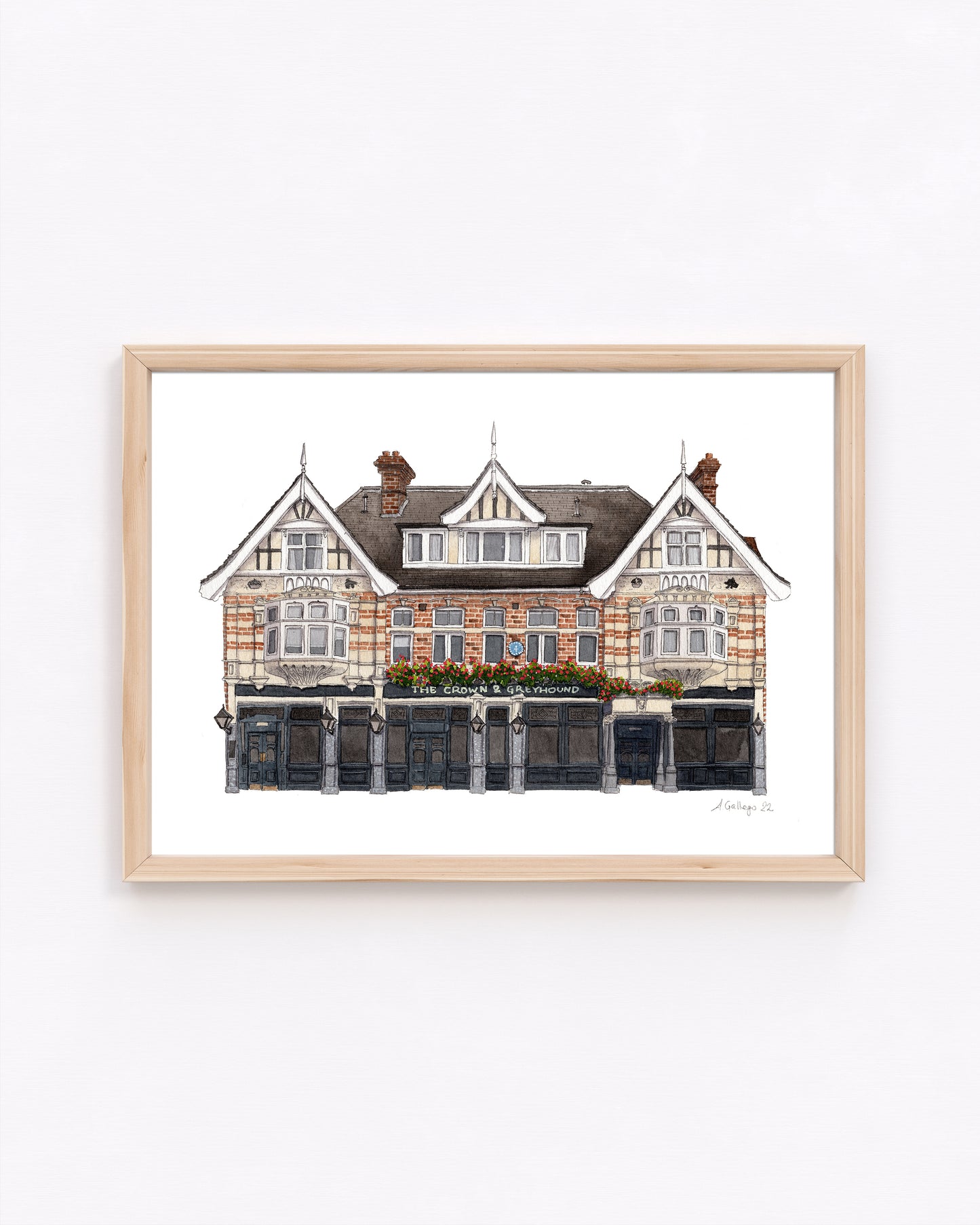 Dulwich Village - The Crown and Greyhound Pub - Giclée Print (unframed)