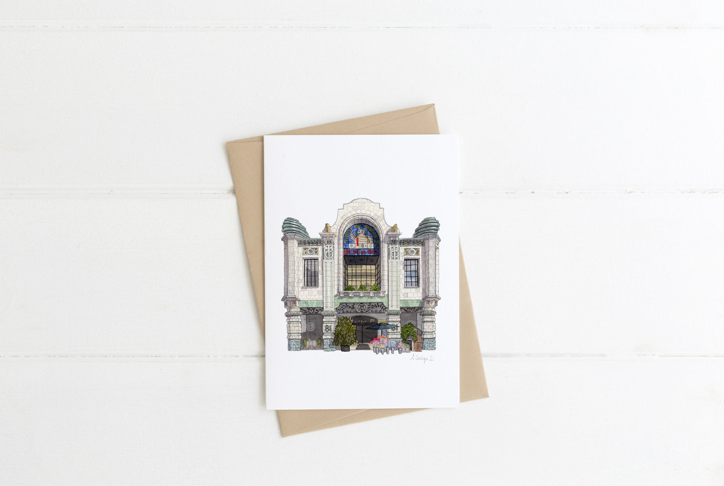 South Kensington - Michelin House - Bibendum building - Greeting card with envelope