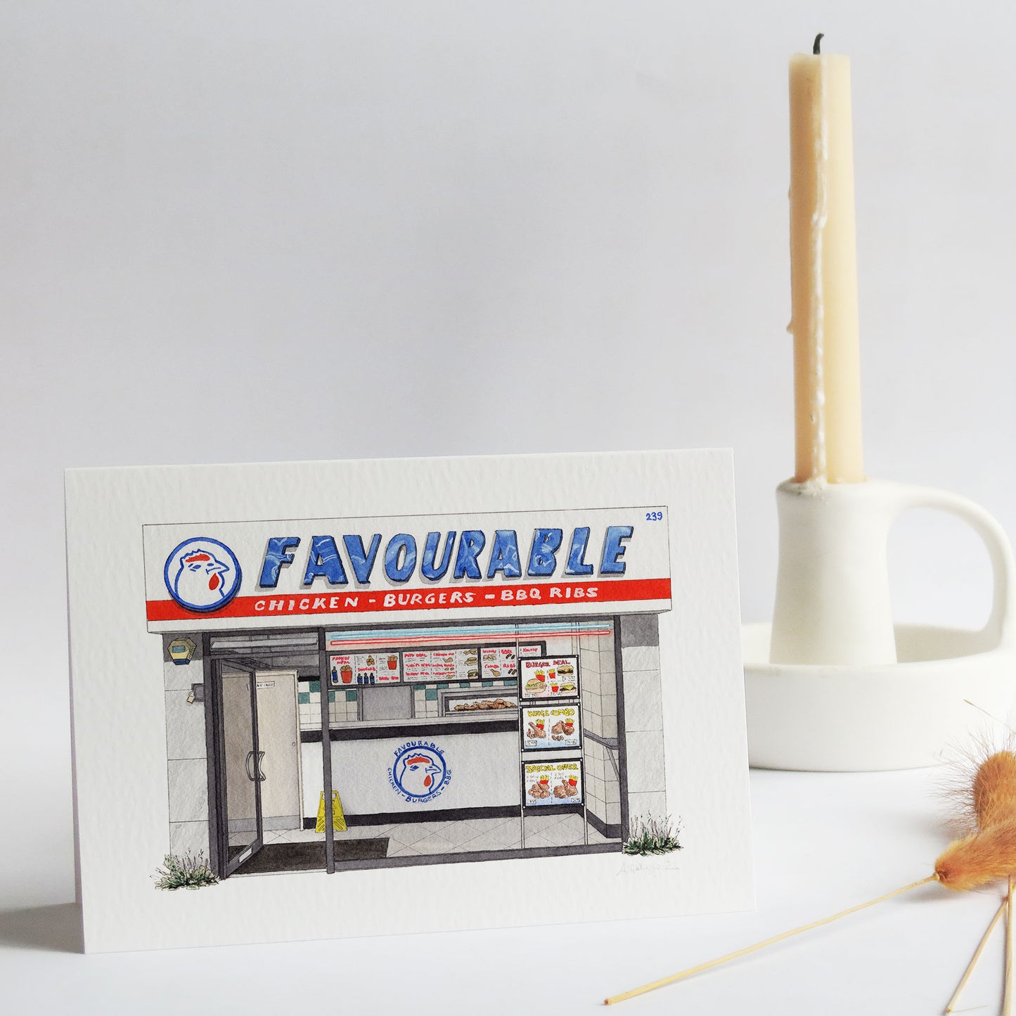 Gipsy Hill - Favourable chicken - Chicken shop - Greeting card with envelope