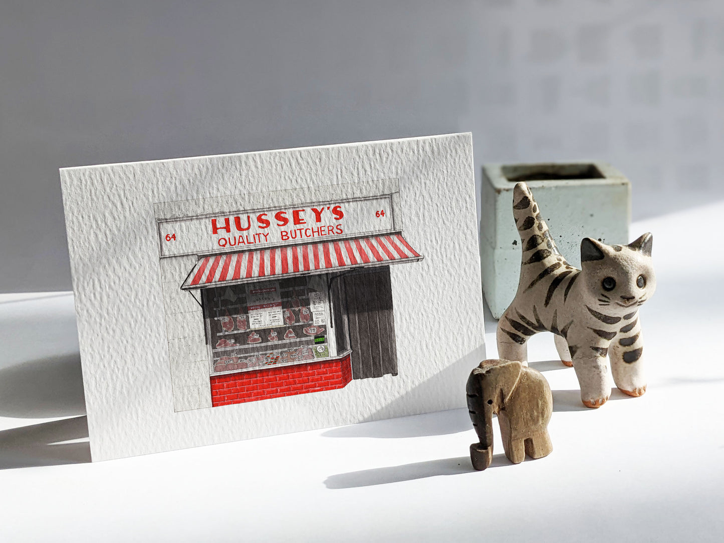 Wapping - Hussey's Quality Butchers - Greeting card with envelope