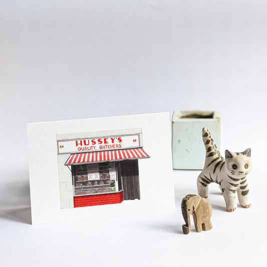 Wapping - Hussey's Quality Butchers - Greeting card with envelope