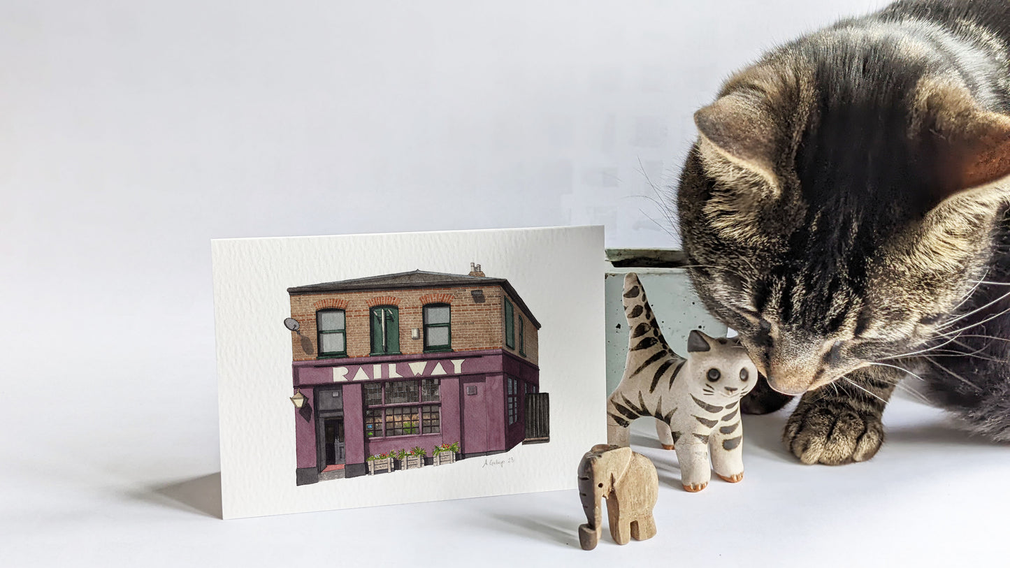 Tulse Hill - Railway Tavern Pub - Greeting card with envelope - West Norwood
