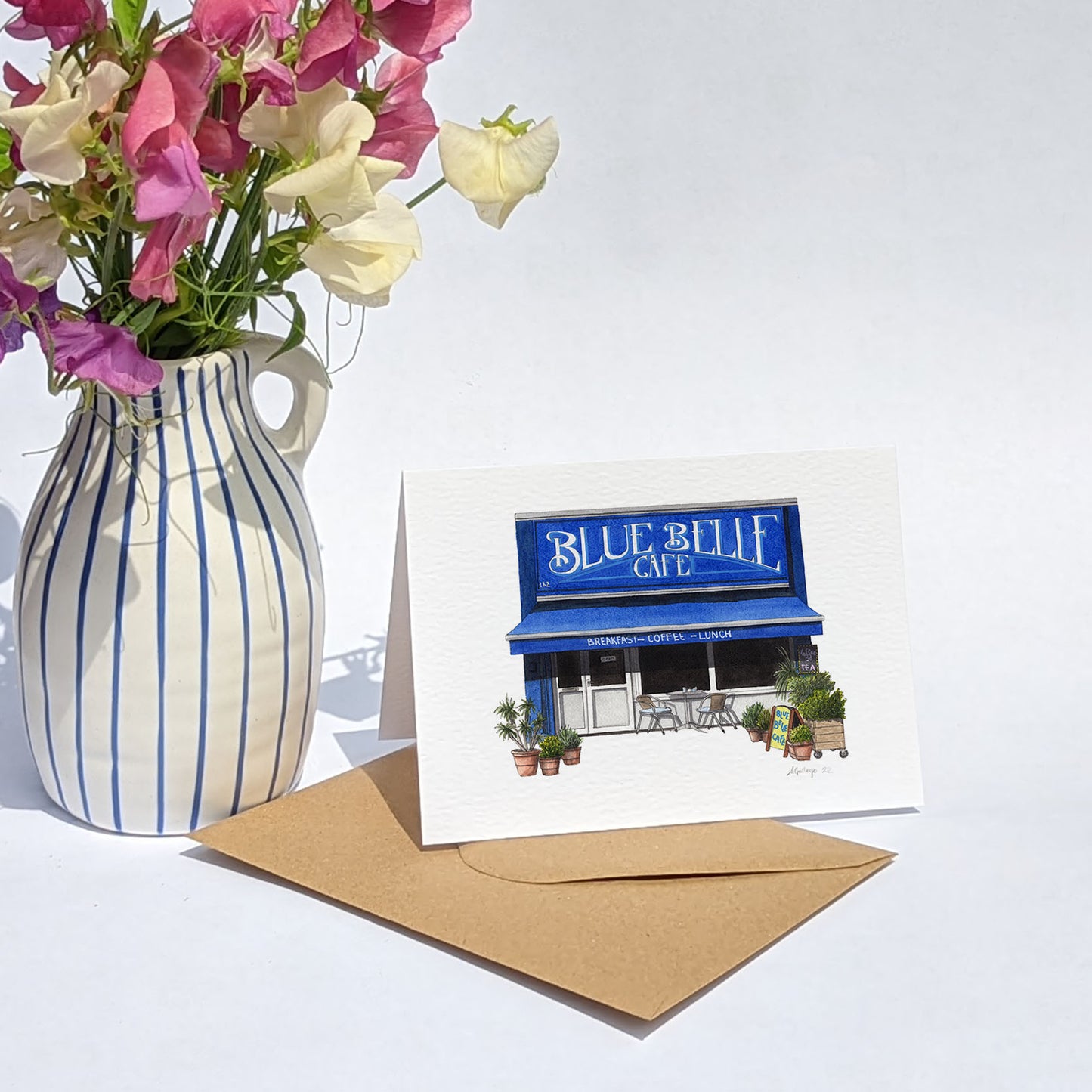Penge - Blue Belle Cafe - Greeting card with envelope