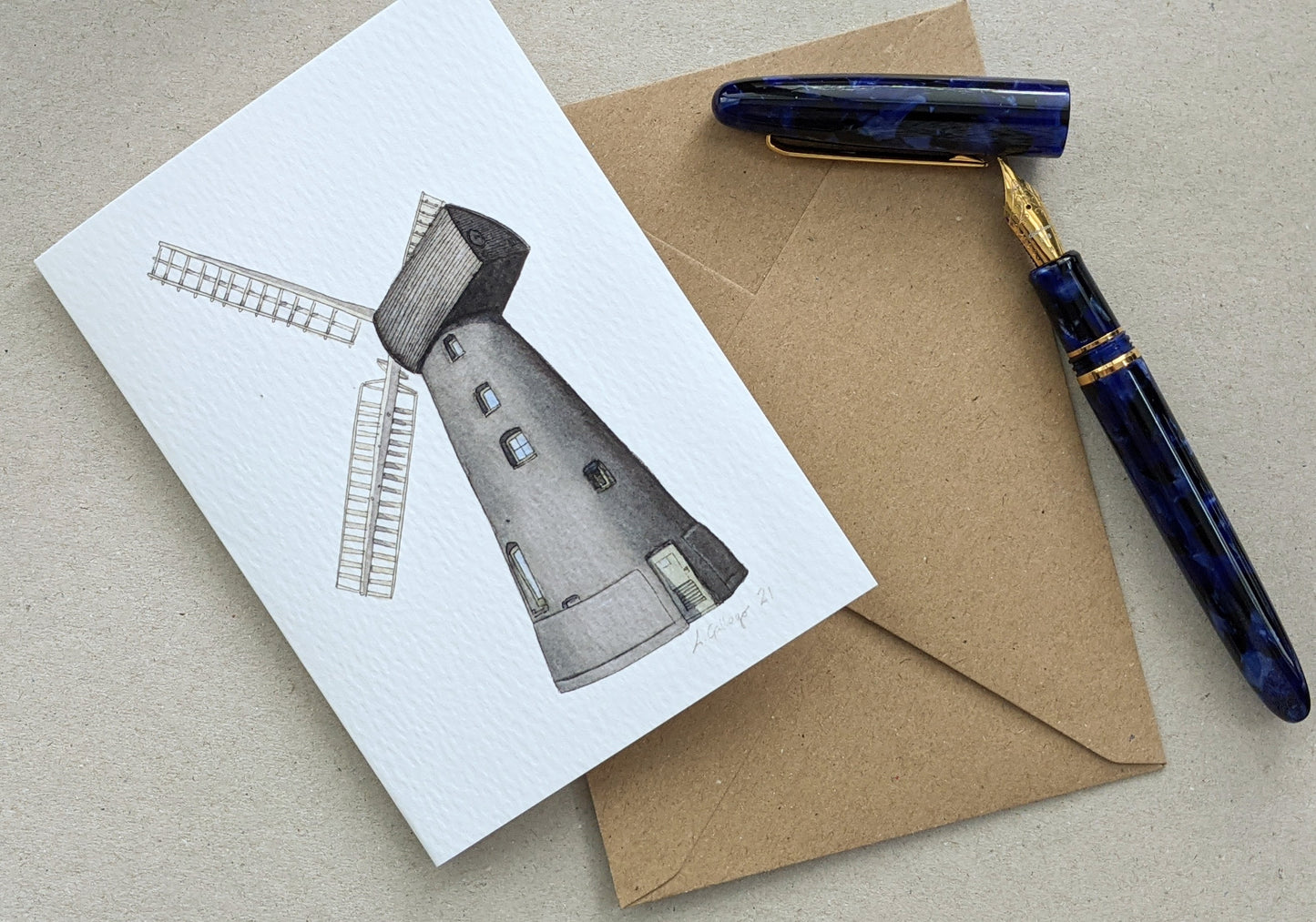 Brixton - Flour Windmill - Greeting card with envelope