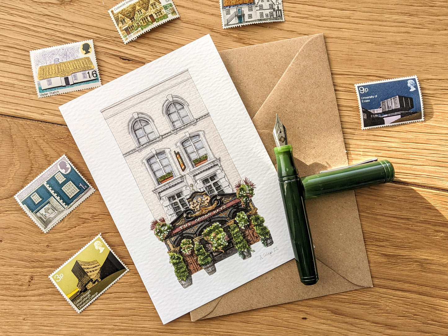 Covent Garden - The Cross Keys pub - Greeting card with envelope