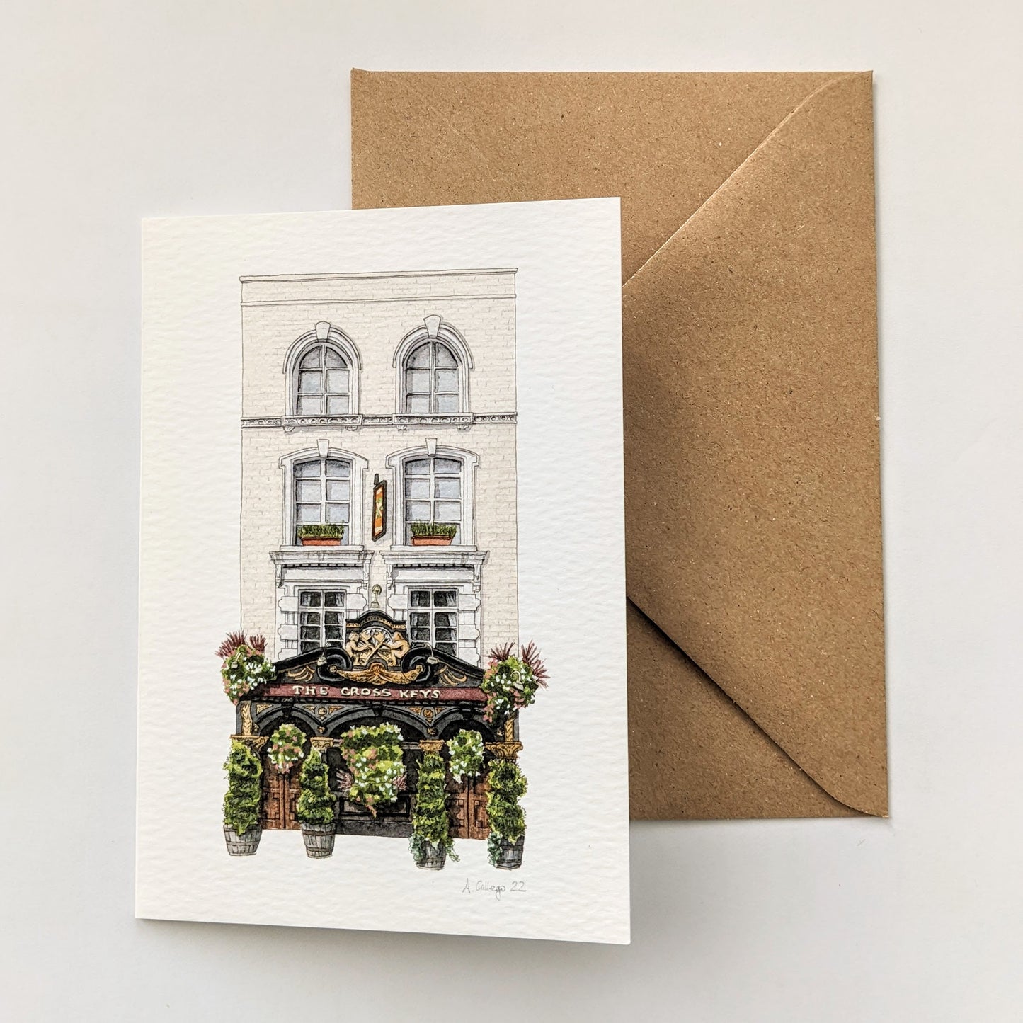 Covent Garden - The Cross Keys pub - Greeting card with envelope