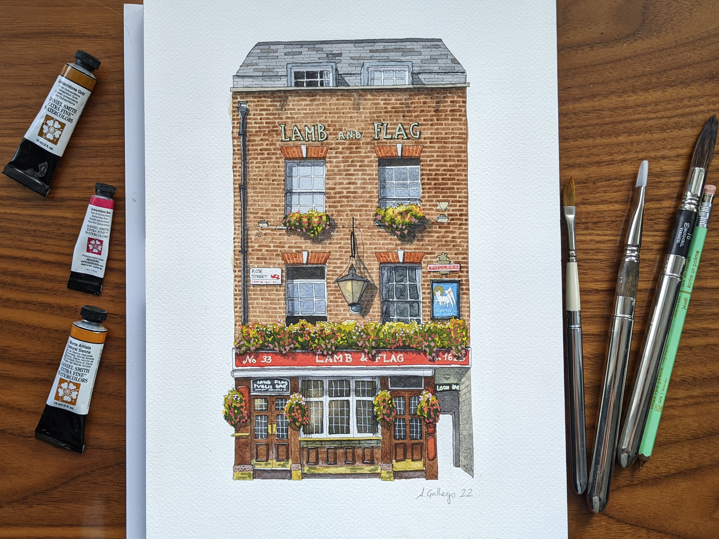 Covent Garden - Lamb & Flag Pub - Giclée Print (unframed)