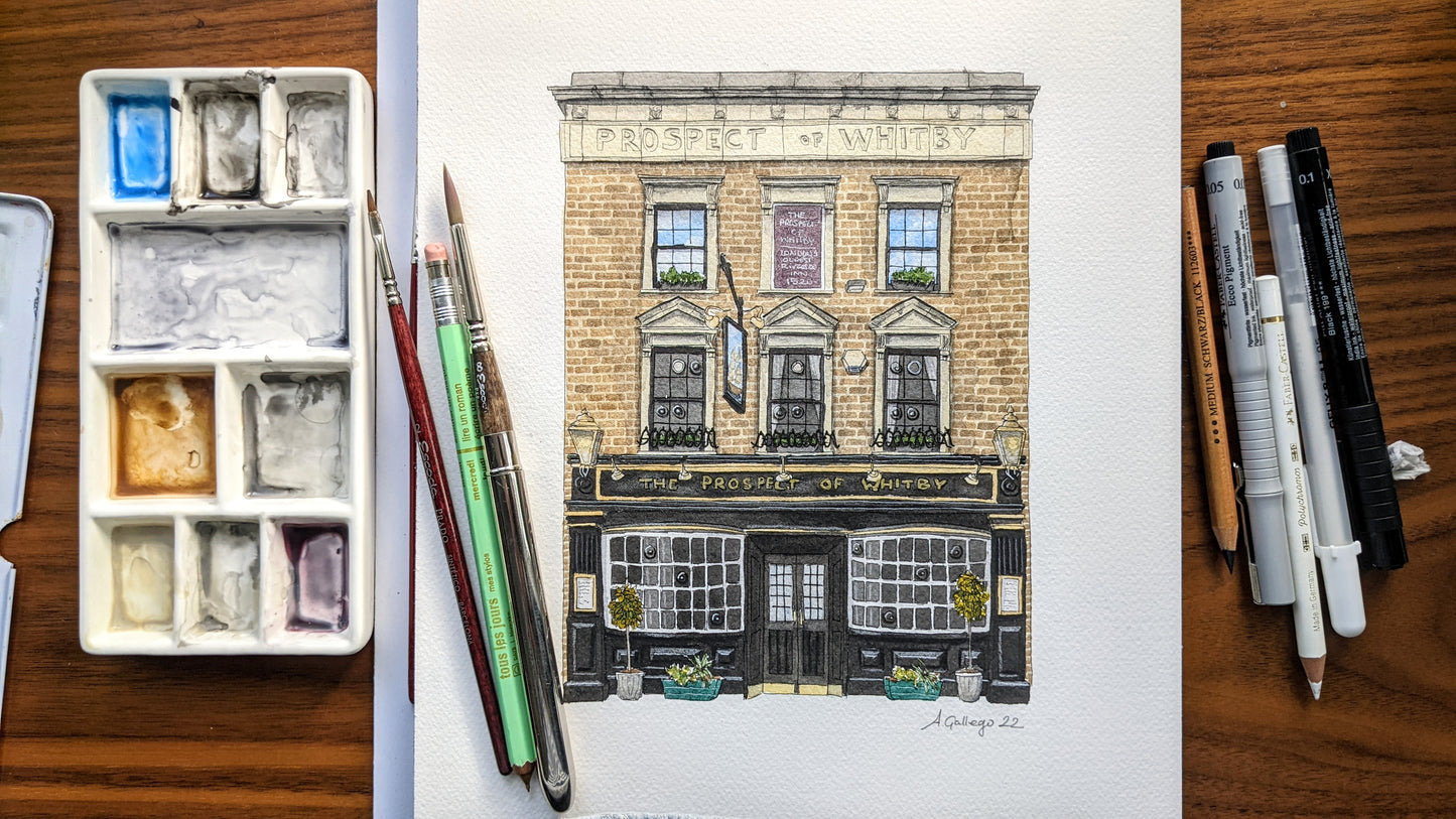 Wapping - Prospect of Whitby - Greeting card with envelope