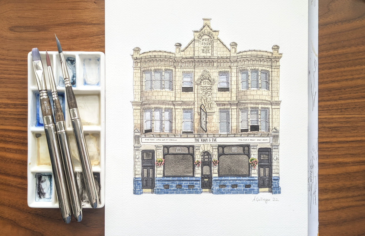 Hackney - Adam and Eve pub - Greeting card with envelope - Homerton