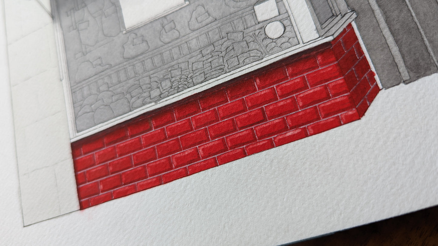 Wapping - Hussey's Quality Butchers - Original watercolour painting (framed)