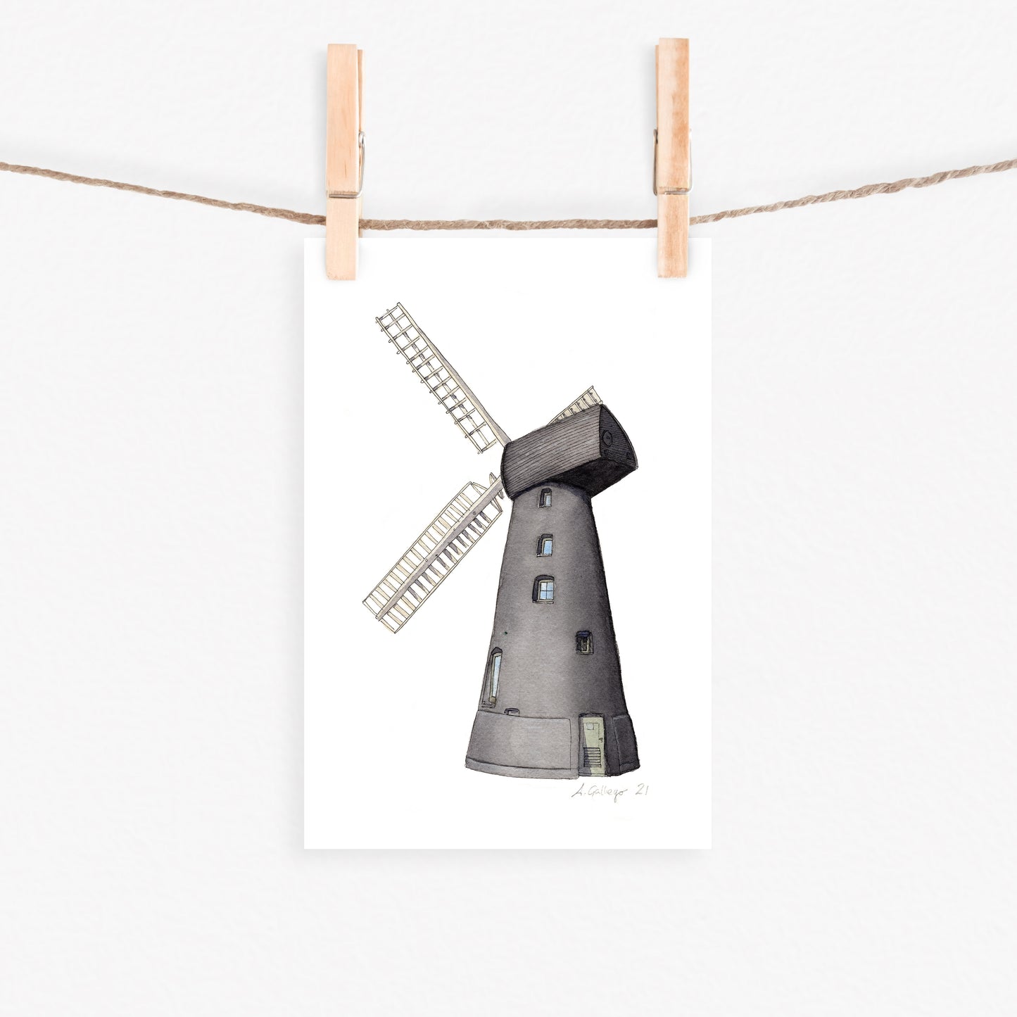 Brixton - Flour Windmill - Greeting card with envelope