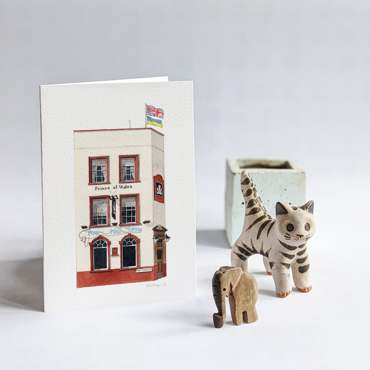Clapham - Prince of Wales pub POW - Greeting card with envelope