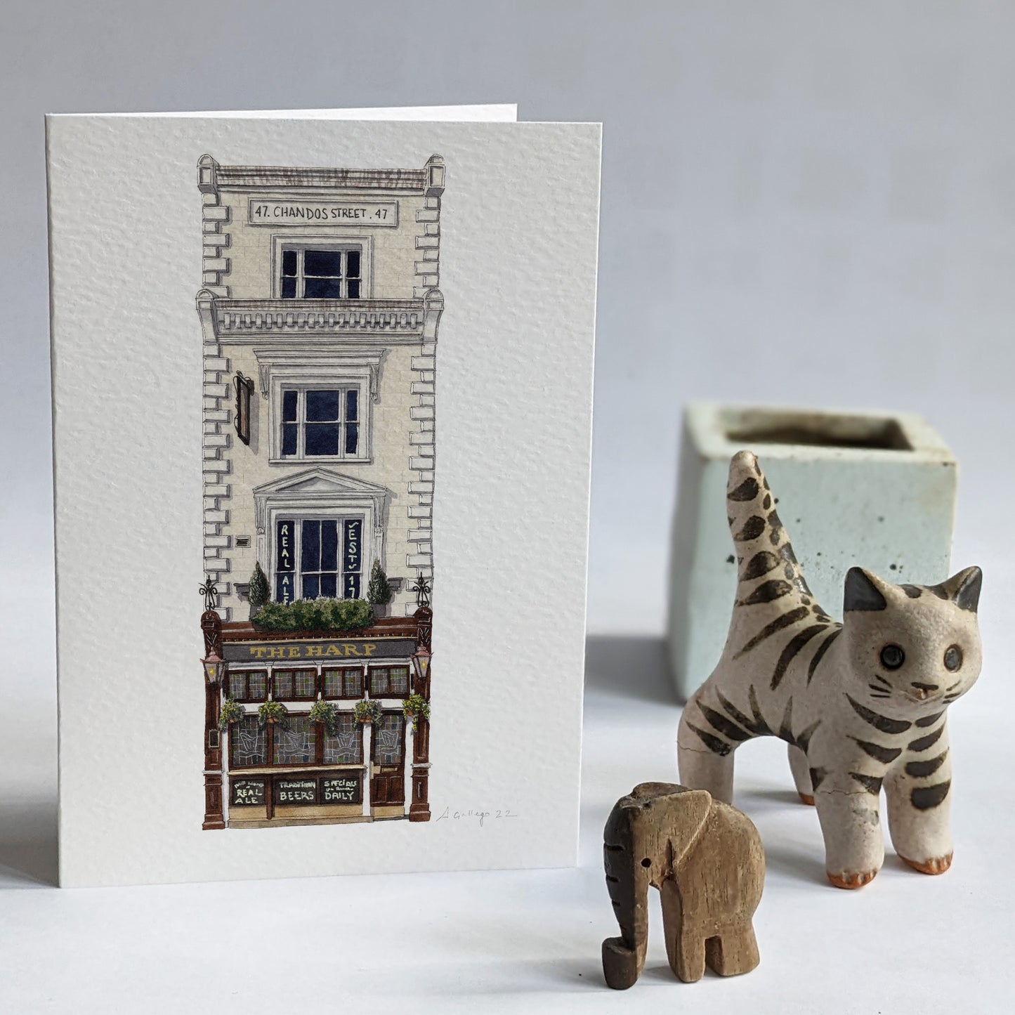 Covent Garden - The Harp pub - Greeting card with envelope