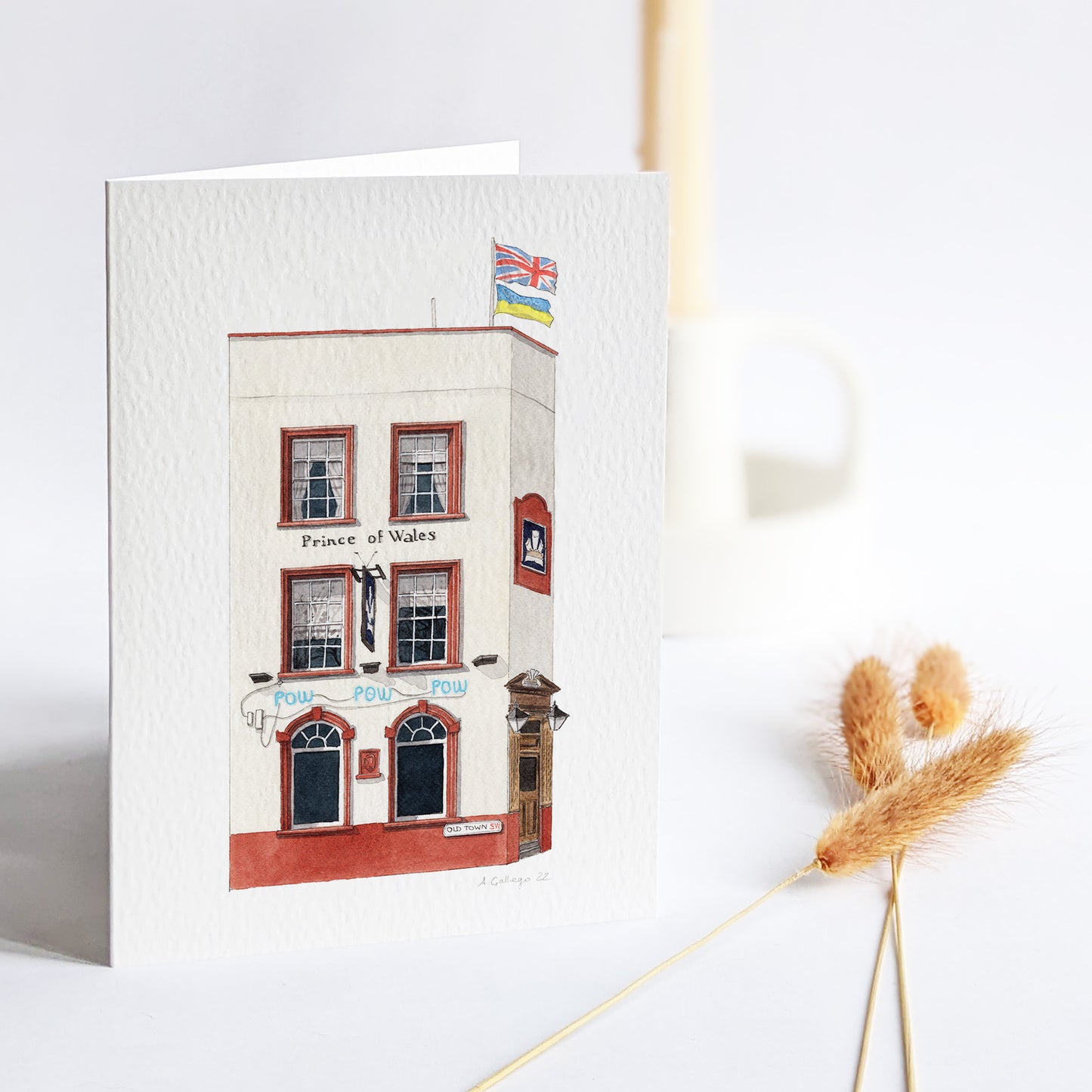 Clapham - Prince of Wales pub POW - Greeting card with envelope