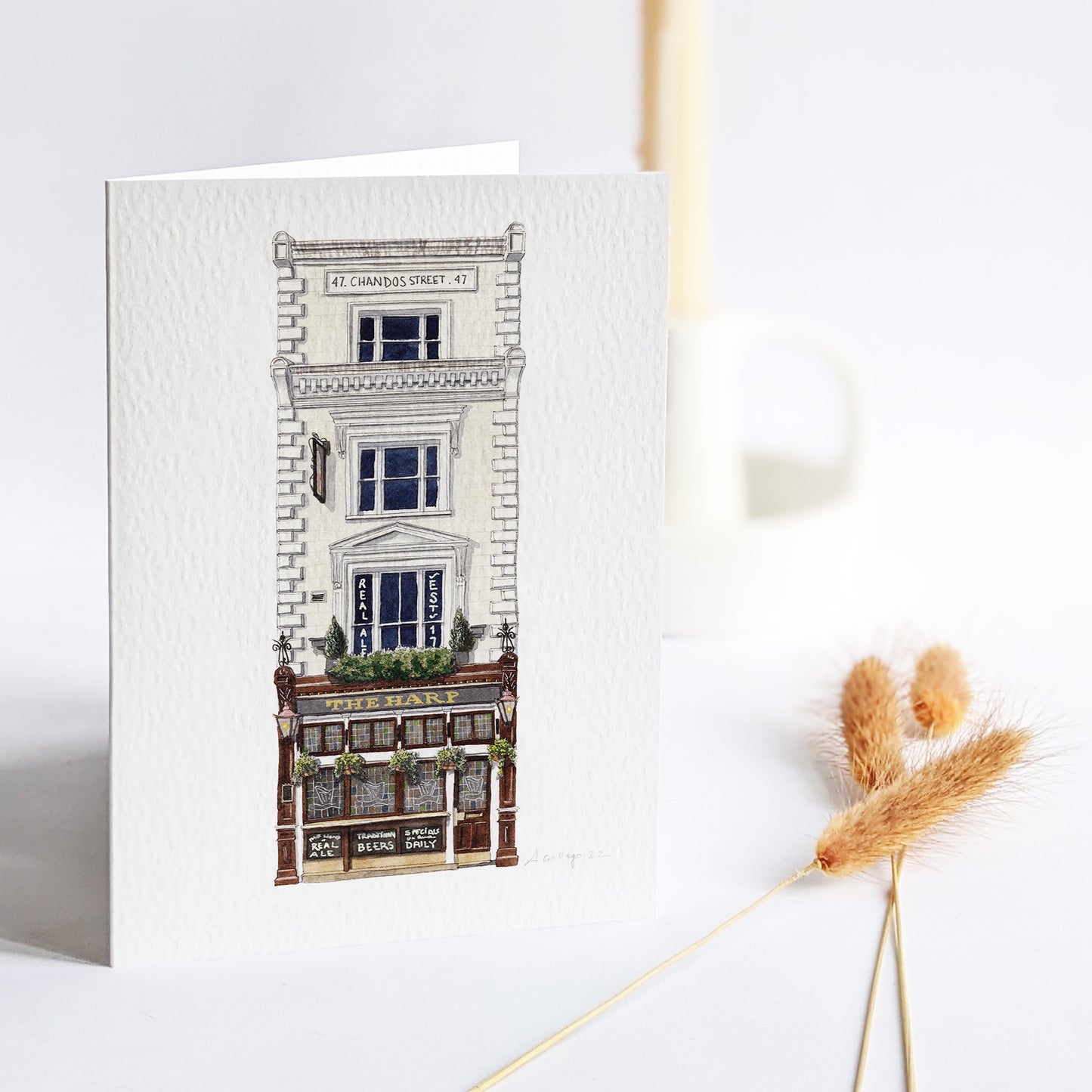 Covent Garden - The Harp pub - Greeting card with envelope