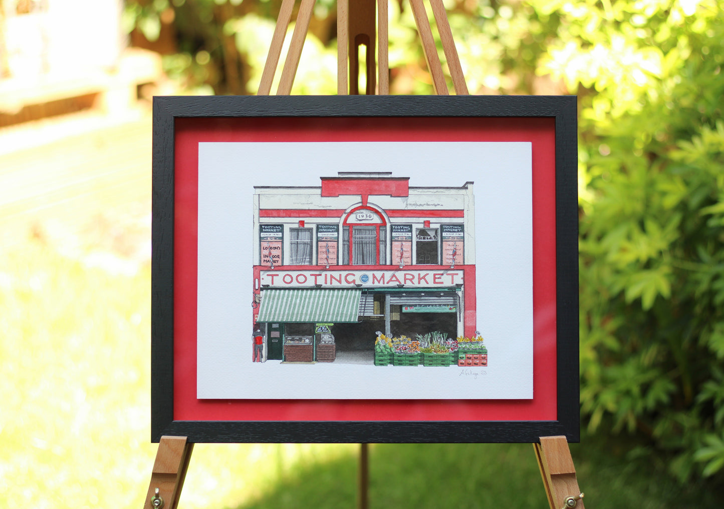 Tooting Market - Original watercolour painting (framed)