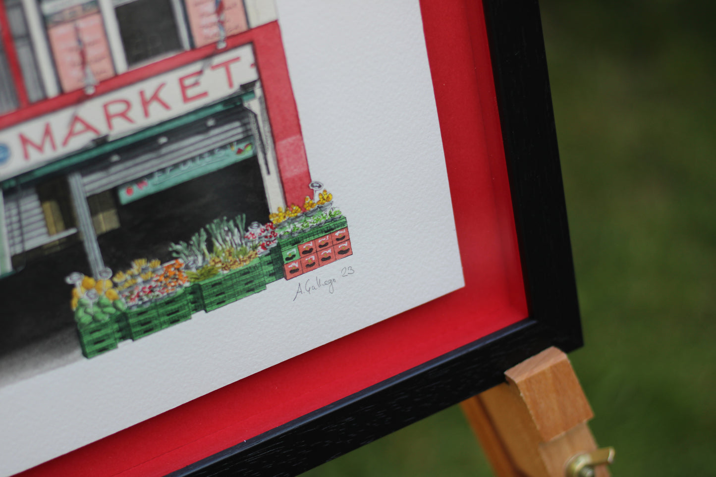 Tooting Market - Original watercolour painting (framed)