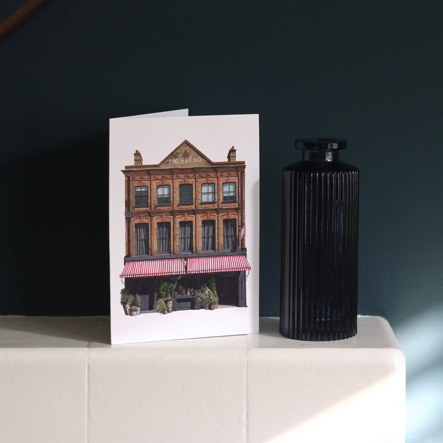 Clapham - The Pig's Head SW4 - Greeting card with envelope