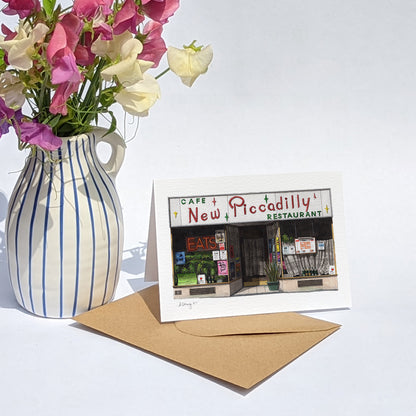 Central - New Piccadilly Cafe - Greeting card with envelope