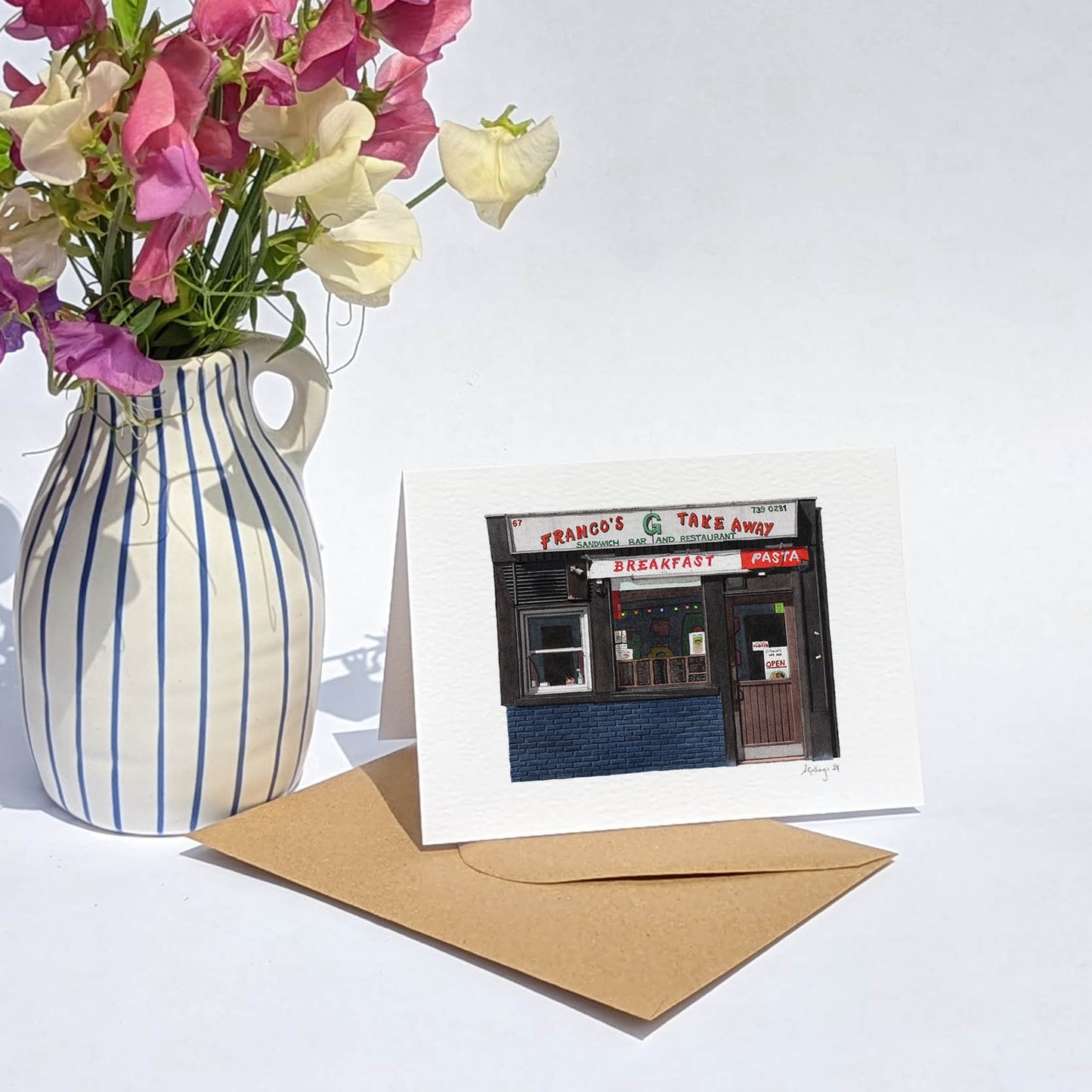 Shoreditch - Franco's Take Away - Greeting card with envelope