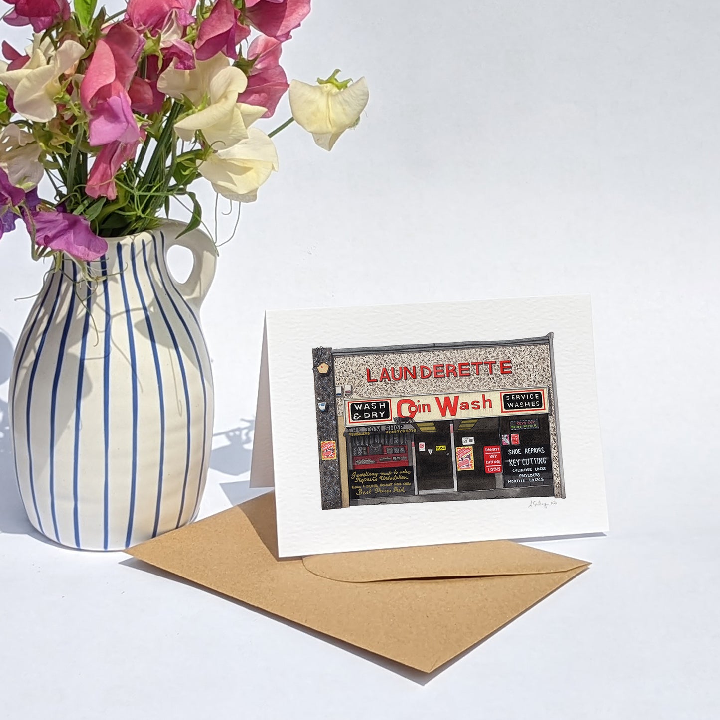 Streatham - Coin Launderette - Greeting card with envelope