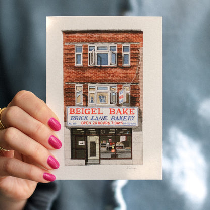 Brick Lane - Beigel Bake - Greeting card with envelope