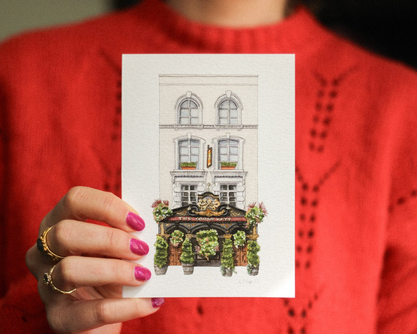 Covent Garden - The Cross Keys pub - Greeting card with envelope